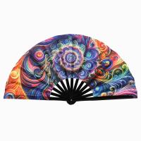 1 abanico grande UV plegable a mano, abanico de boda, abanico colorido de fantasía de baile, adecuado para Halloween, Pascua, discoteca, accesorios para fiestas en casa, accesorios para actuaciones de baile, regalos de fiesta, decoraciones para el hogar, - details 3