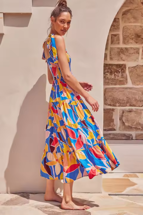 Vestido de tirantes largo estampado para mujer, sin mangas, para ir al trabajo, verano 2025 - 1