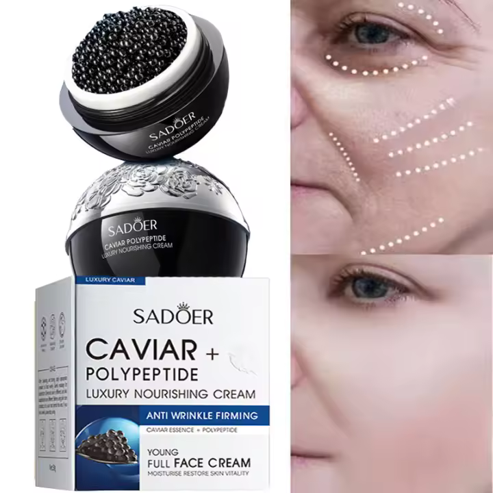 Crema Facial de Caviar Anti-Arrugas, Reafirmante, Iluminadora y Hidratante - 1