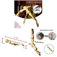 Abridor de botellas de vino tinto de acero inoxidable, sacacorchos chapado en oro, doble bisagra, camareros, llave de vino, abrebotellas, accesorios de cocina - details 5