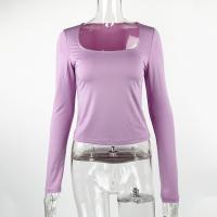Camiseta sexy de manga larga con cuello cuadrado para mujer, tops con medias, 2025 - details 2