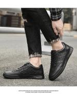 Zapatos Casuales para Hombre Auténtica Piel de Vaca, Baja Altura, Negro Puro, Moda, Zapatillas Deportivas - details 8