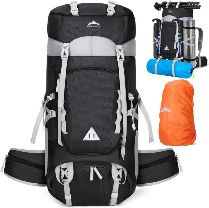 Mochila de Senderismo Impermeable 60L Ideal para Acampar, Escalar, Viajar al Aire Libre Unisex - 1