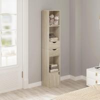 Estantería para Libros de Pie, Librería Vertical con 3 Compartimentos Abiertos, 2 Cajones y 1 Armario, Libreria Blanca de Almacenaje para Oficina, Salón, Dormitorio, Cocina, 30x24x158cm - details 22