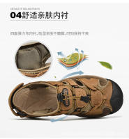 Sandalias de hombre de verano de cuero genuino |   Punta cerrada, suela gruesa antideslizante, diseño ajustable para exteriores – tallas 38–48 - details 11