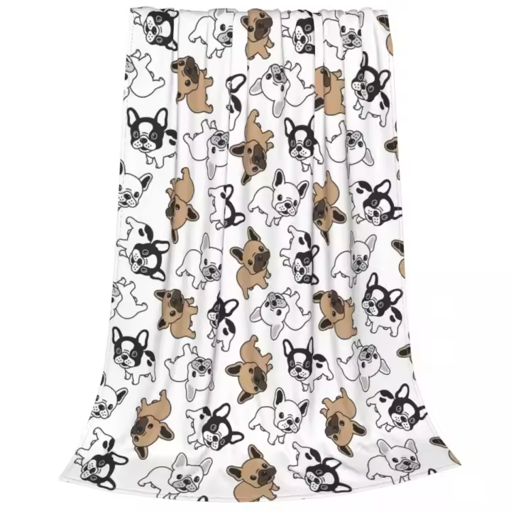 Mantas para perros Bulldog Francés, manta fina y ligera de felpa de lana Coral para verano, ropa de cama para el hogar y al aire libre - 1