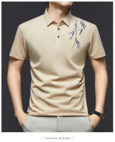 Polo bordado de nuevo estilo, camiseta con cuello y manga corta, con bordado de bambú como base para hombres chinos - details 4