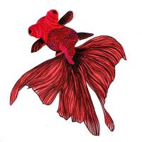 Parches bordados de peces grandes, accesorios de costura para ropa, proveedores de accesorios de bricolaje, pegatina, collar de encaje NL079, 38x35, 1 unidad - details 1