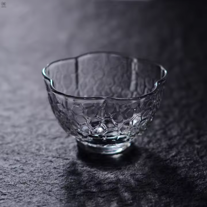 Juego maestro de Kung Fu, taza de té de cristal gruesa transparente con bordes con patrón de martillo para el hogar, taza de té pequeña King - 1