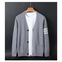 Cárdigan de lana importado australiano para hombre, chaqueta informal holgada con cuello en V para otoño e invierno, suéter de talla grande a rayas de colores a la moda - details 16