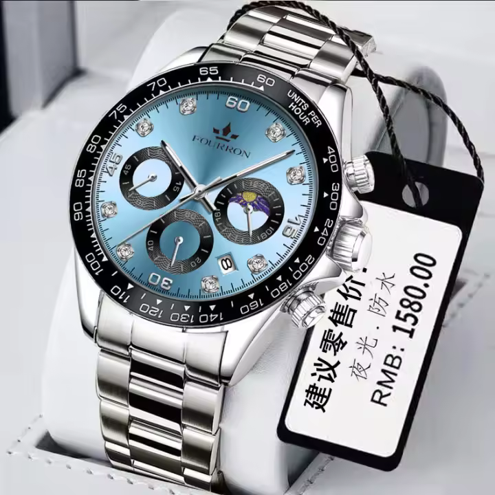Reloj de hombre calendario correa de acero resistente al agua luminoso - 1