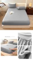 Bonenjoy-sábana ajustada de Color sólido para adultos y niños, ropa de cama elástica, agradable para la piel, funda de cama para el hogar, sin funda de almohada - details 6