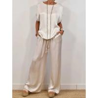 2025 Verano Nueva Europa Y Los Estados Unidos Viento Tendencia De Las Mujeres Camiseta Suelta Pantalones De Pierna Ancha Traje De Ocio De Las Mujeres - details 1