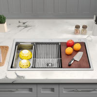 Fregadero de Cocina de Acero Inoxidable Montado en la Superficie, 33x22x10 Pulgadas, Escritorio de Trabajo, Placa de Cortar y Colador Incluidos - details 2