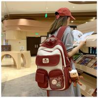 Nueva y bonita versión coreana de la mochila del campus ins para estudiantes femeninas de primaria y secundaria de gran capacidad, mochila ancha con correa para el hombro fuerte y duradera. - details 29