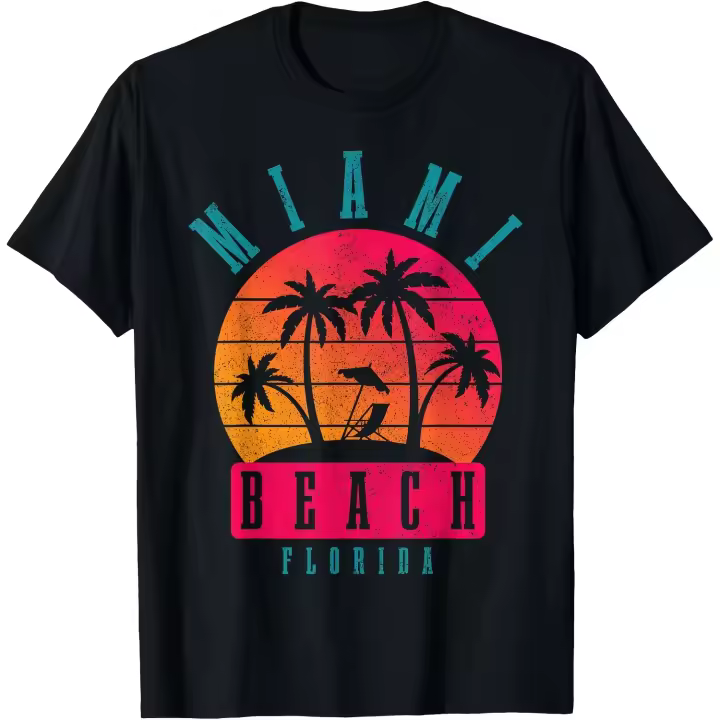 Camiseta retro vintage de Miami Beach Florida para hombre - 1