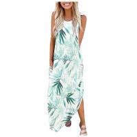 Vestido sin mangas de verano para mujer, vestidos largos estampados a la moda informal para mujer - details 1