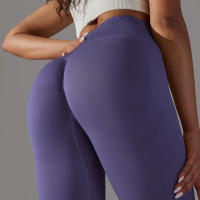 Leggings de yoga sin costuras para mujer, ropa deportiva de entrenamiento, pantalones deportivos de cintura alta - details 70