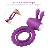 Leten-anillo vibrador para parejas, retardante de eyaculación, erección, anillos dobles vibratorios con Orejas de conejo, mejora los juguetes sexuales para hombres - details 2
