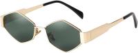 Gafas de sol para mujer, vintage, estrechas, hexagonales, montura de metal, retro, UV400 - details 16
