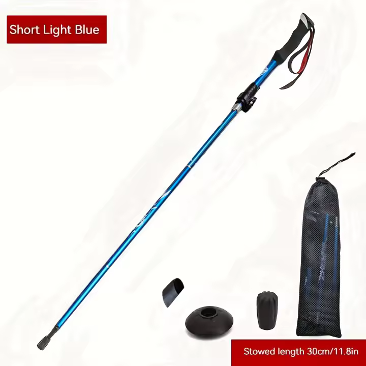 Trekking Pole, Folding Aluminum Alloy Ultra-light Walking Stick, 5 Sections Hiking Stick For Outdoor Climbing Camping - 1