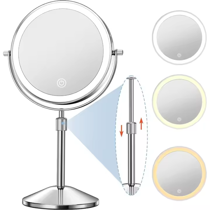Espejo de Maquillaje Iluminado Scttomon Recargable, Altura Ajustable, Doble Cara con Luces Belleza - 1