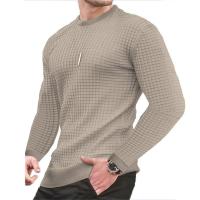 Abrigo de hombre moda pequeño cheque Waffle juvenil cuello redondo jacquard cheque sudadera con capucha - details 0