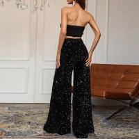 Pantalones de Cintura Alta para Mujer con Lentejuelas Pantalones de Pierna Ancha Rojos Cómodos de Otoño Talla Única - details 17
