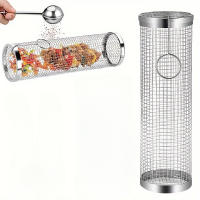 Estante portátil de barbacoa de acero inoxidable, tubo de malla giratoria para cocina al aire libre, sin teflón - details 1