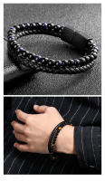 Pulsera de piedra natural de ojos de tigre, pulsera de cuerda de cuero de vaca, regalo de vacaciones para hombres - details 1