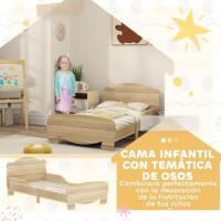 Cama para niños de +3 años 140x70 cm Cama infantil de madera con cabecera en forma de oso Carga 80 kg para dormitorio natural - details 5