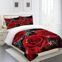 Juego de Ropa de Cama de Boda de San Valentín 3D con Flores y Corazón de Rosa Súper Lujoso Funda de Edredón y 2/3 Piezas a Tamaño Queen y Twin Personalizable - details 6