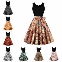 Chaleco retro de verano para mujer, sin mangas, negro, con estampado ortográfico, mono. - details 0