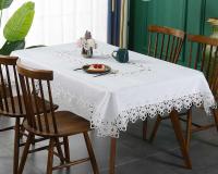 Battilo Ence mesa de comedor rectangular floral blanco bordado mantel impermeable, boda, fiesta, hogar - details 21