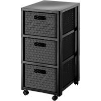 Contenedor rodante con 3 cajones en apariencia de ratán, Plástico (PP) sin BPA, blanco, 3 x A4/18l (37,5 x 32,5 x 71,2 cm) - details 6