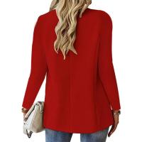 Camisa de traje de primavera para mujer, camisa de manga larga de color liso, elegante y de moda, para damas de oficina, ligera y fina. - details 5