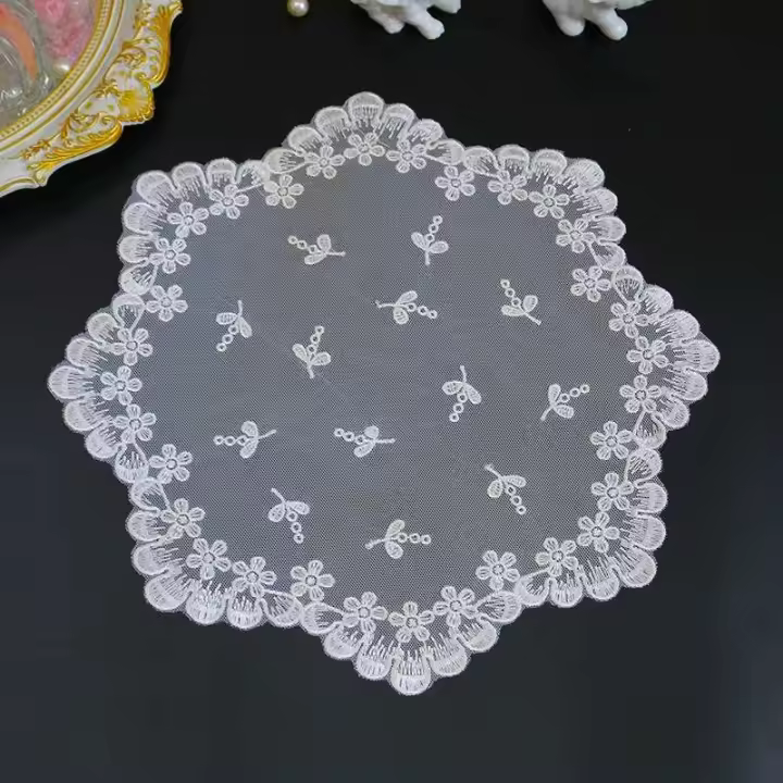 Mantel redondo de malla con bordado floral, funda de boda, comedor, cocina, decoración de mesa navideña y complementos - 1