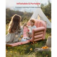 Sofá inflable para niños pequeños, extra grande de 38,6 x 27,6 x 28,4 pulgadas, sofá convertible 2 en 1 para niños pequeños, sofá portátil con felpa para niños y niñas, hogar y campamento (rosa) - details 1