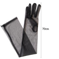Bridal Mesh Tulle Gloves Elbow Length Transparent Sheer Gloves for Evening Party Dance Gloves - details 2
