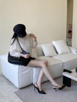 Bolsa de tacón fino puntiagudo sandalias de cabeza de las mujeres usan nuevo trasero francés versátil boca vacía poco profunda zapatos individuales zapatos de mujer - details 15