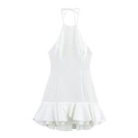PB&ZA2025Vestido corto con temperamento, versátil, sin espalda, con dobladillo hinchado, decoración en capas, estilo cuello halter - details 1