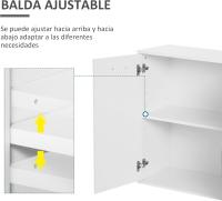 Aparador Armario de Cocina con 2 Puertas Buffet de Salón con 2 Cajones Estante Ajustable Estilo Moderno para Comedor 106x35x76cm Blanco Brillante - details 4