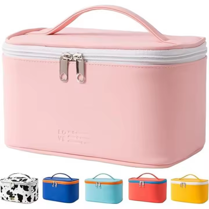 Bolsa de Maquillaje Portátil para Mujer Bolsa de Viaje Lavable e Impermeable con Cremallera y Bolsa Interior de Piel Sintética - 1