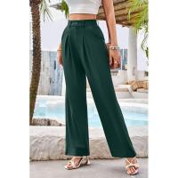 Mujeres de cintura alta, pantalones de vestir lisos de moda, pantalones sueltos de pierna recta para - details 18