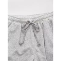 conjunto deportivo Vintage para mujer, traje de pantalones cortos sólidos, camiseta de manga corta con cuello redondo, cortos con cordón, - details 13
