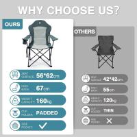 Silla Camping 150kg Alta Silla Plegable Camping Acolchada Resistente Sillas Jardin Respaldo Silla Playa Plegable Alto con Bolsillo y Portavasos Sillas Terraza Exterior Silla Director - details 13