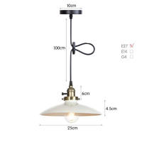 Lámpara colgante de mediados de siglo con interruptor de perilla, Bombilla Edison Industrial, sombra de Metal, negro, blanco, rojo, verde - details 6