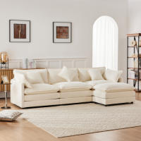Sofá de Chenilla Tres Plazas Mueble de Ropa de Esquina con Descansabrazos - details 1
