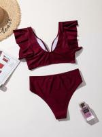 Bikini de cintura alta para mujer TRY JADE Estilo de baño de verano con volantes - details 8