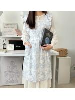 Delantal de algodón con volantes para mujer, ropa de trabajo, estilo coreano, uniforme de camarero de cocina - details 4